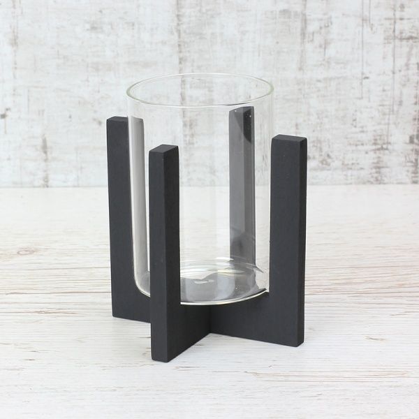 Подсвечник стеклянный на подставке 80/110 мм черный 300563 Стеклоприбор