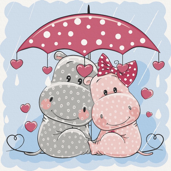 Картина за номерами Бегемотики під парасолькою 15530-АС 30х30 см ArtCraft 