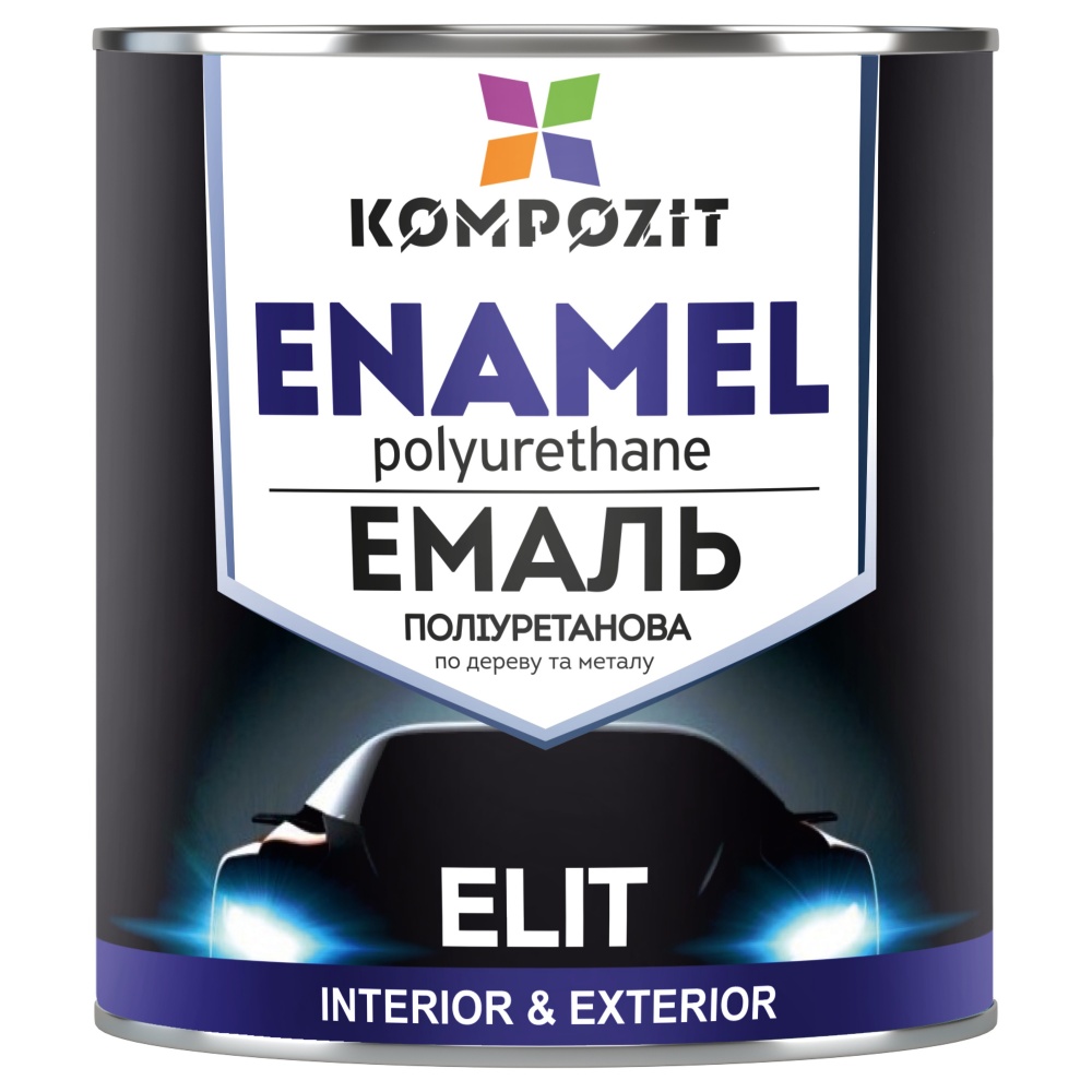 Емаль поліуретанова Kompozit ELIT RAL 9005 чорна глянець 0,6л