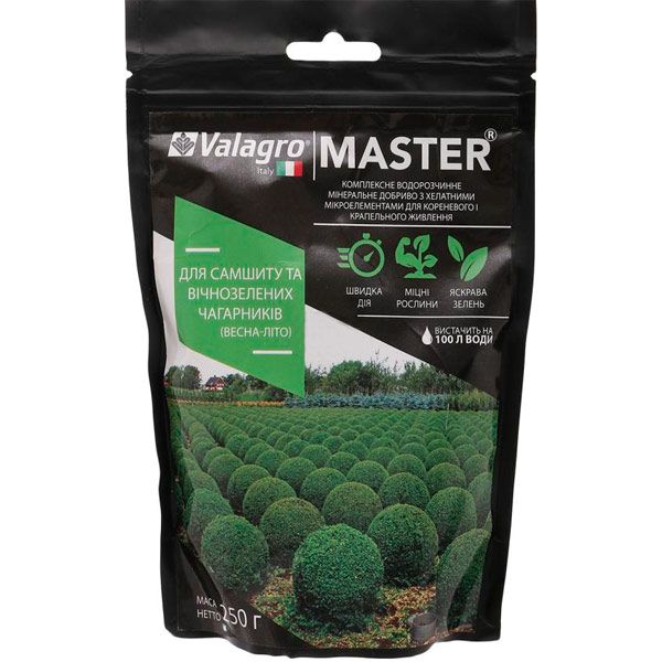 Удобрение минеральное Valagro Master для самшита и вечнозеленых кустарников 250 г