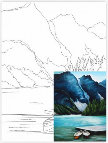 Полотно на картоні з контуром Пейзаж №29 Rosa Start 