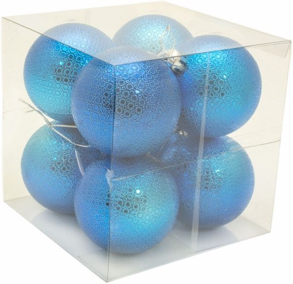 Набор игрушек Шар с рельефным рисунком синий d60 мм 8 шт./уп.  