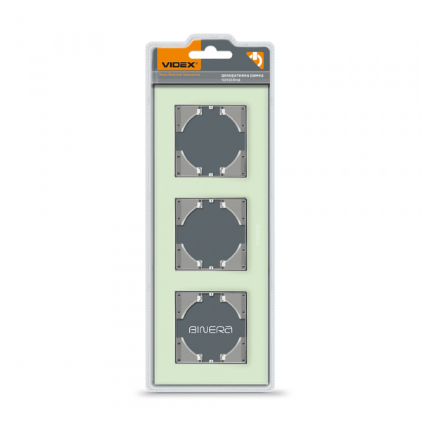 Рамка трехместная Videx Binera горизонтальная зеленый VF-BNFRG3H-GR