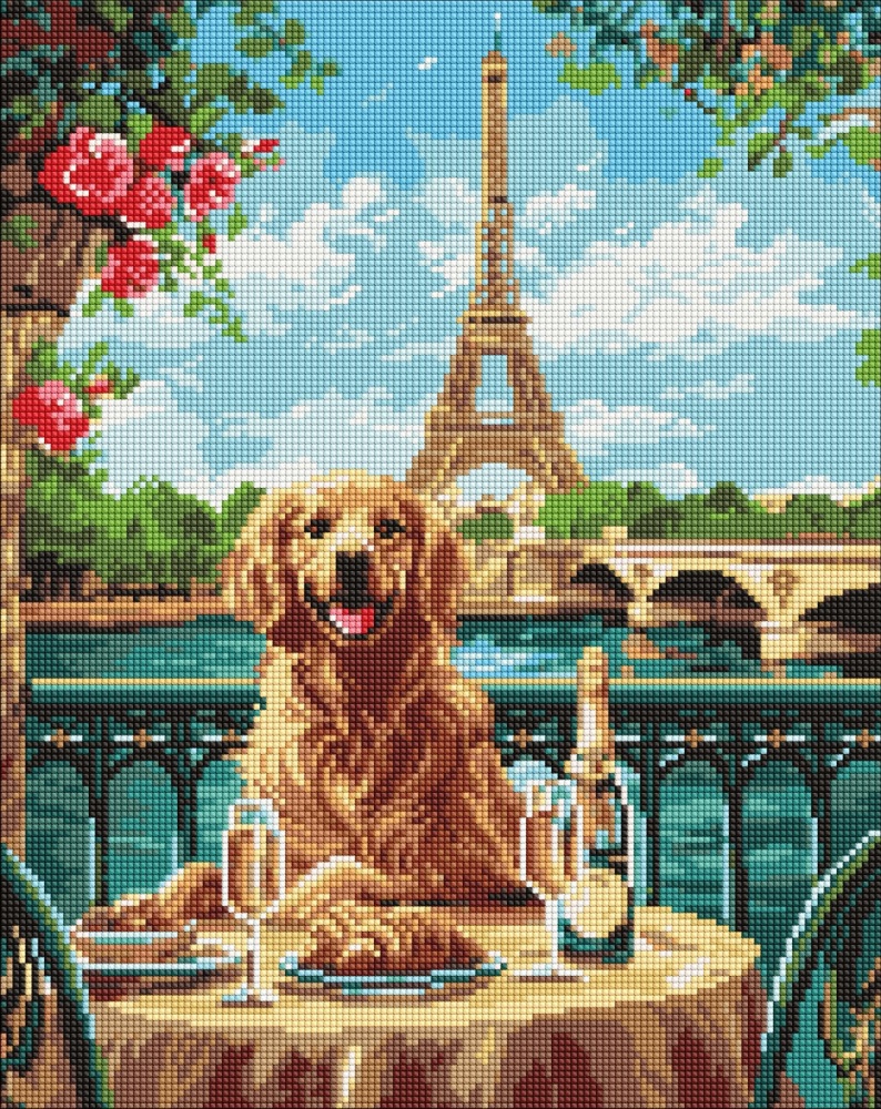 Алмазна мозаїка Ретривер у Парижі ©art_selena_ua Ideyka