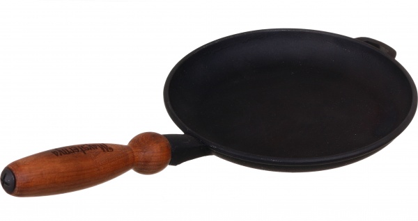 Сковорода для млинців чавунна з дерев'яною ручкою 22x2,5 см 220-25 Maysternya