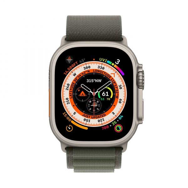 Смарт-годинник Apple Watch Ultra GPS + Cellular, 49mm Titanium Case with Green Alpine Loop -Medium