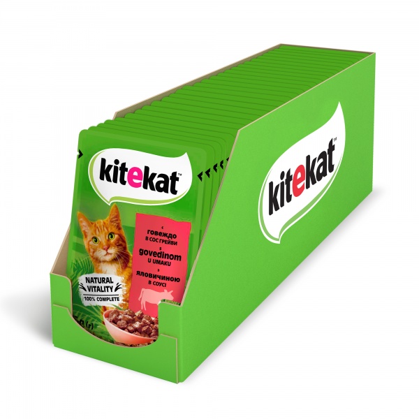 Консерва для котов Kitekat в соусе с говядиной 85 г