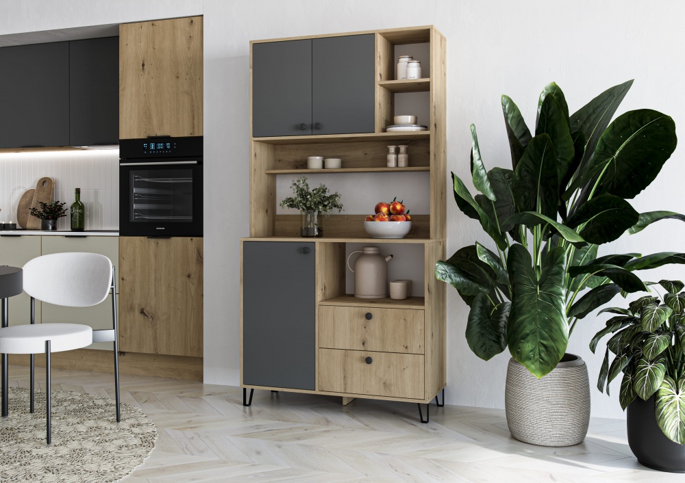 Буфет Грейд Салерно 1930x1000x410 мм дуб артизан / графит серый