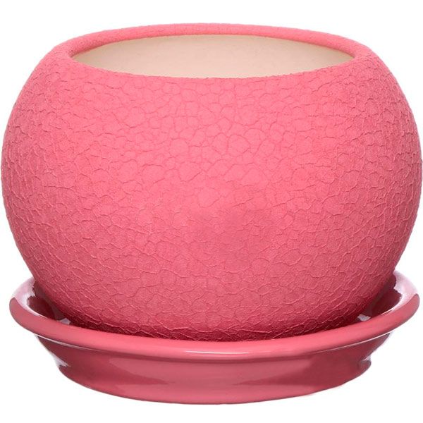 Горщик керамічний Оріана-Запоріжкераміка Куля шовк круглий 0,4л рожевий (037-3-134) 