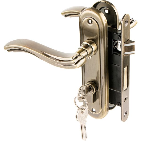 Замок врезной с ручками  Linde А-2002 PZ АВ PZ 62,5 мм старая бронза/