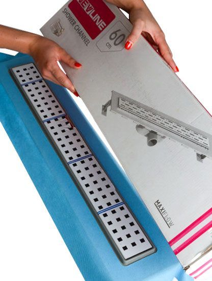 Душовий канал MAXIFLOW з горизонтальним фланцем Standart 60 см решітка Квадрат