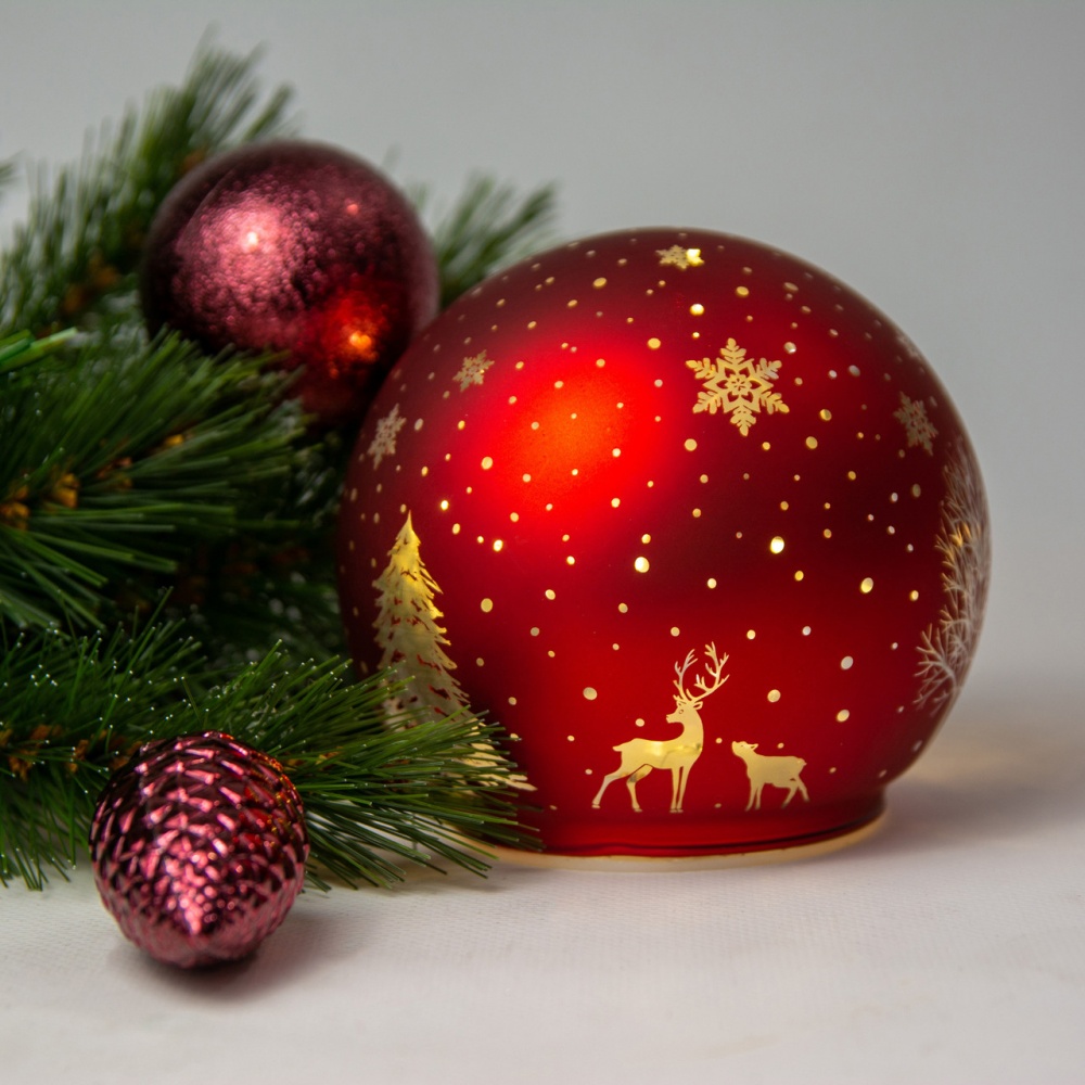 Фонарь новогодний Шар красный