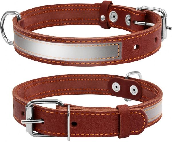 Ошейник Collar со светоотражающей лентой 3,5х48-63 см коричневый