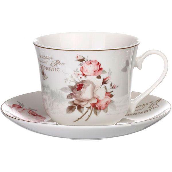 Чашка с блюдцем Flower 450 мл Fiora