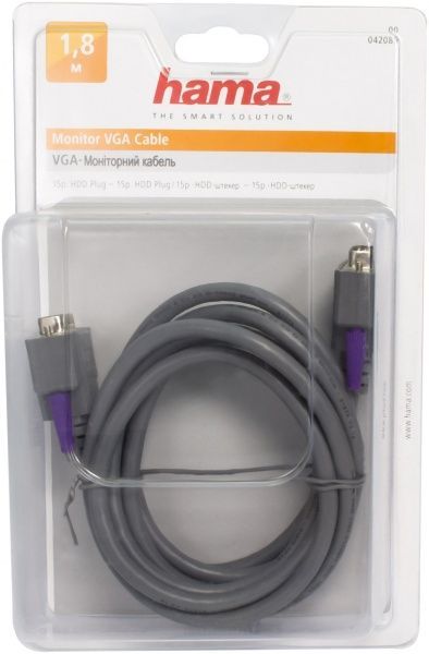 Кабель HAMA VGA - VGA 1.8 м білий (42089)  