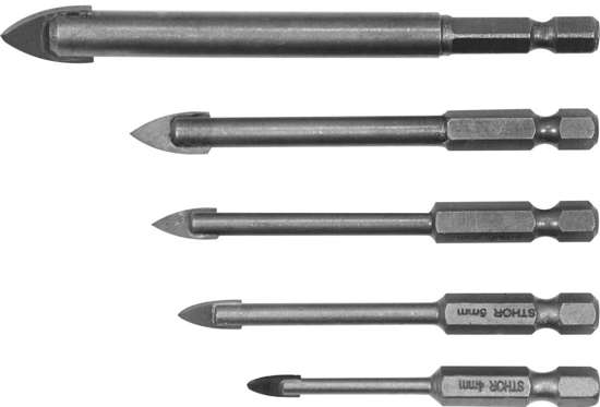 Сверло для плитки STHOR YG6X HEX-1/4 5 шт. 21709