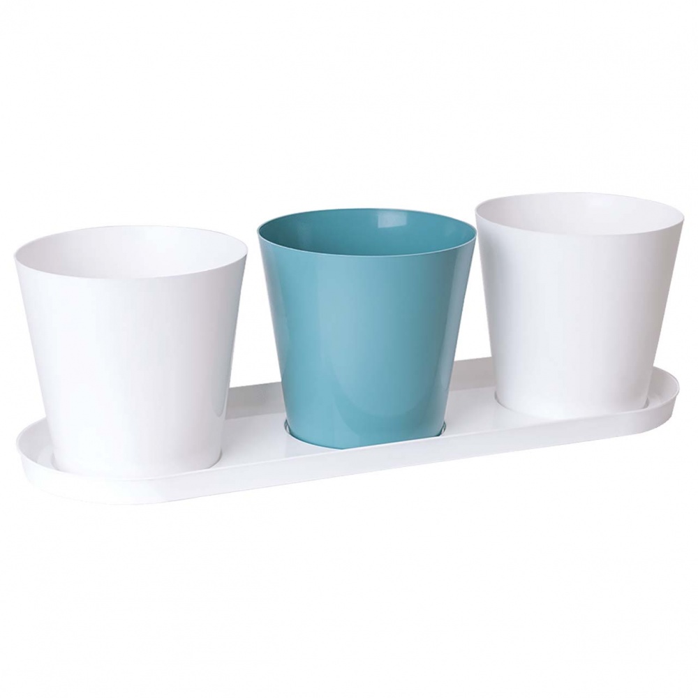 Набір пластик Городик на підвіконні (3 шт.) круглий мікс 1,8 л Алеана (127086)