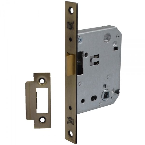 Дверний замок міжкімнатний RDA 257 AB з пластиковою засувкою антична латунь