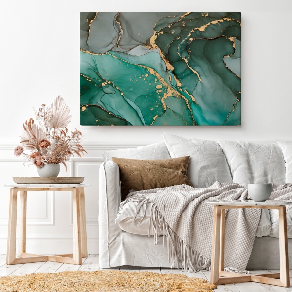 Картина на холсте Зеленые флюиды 110x80 см WS Holst 14082217,6 