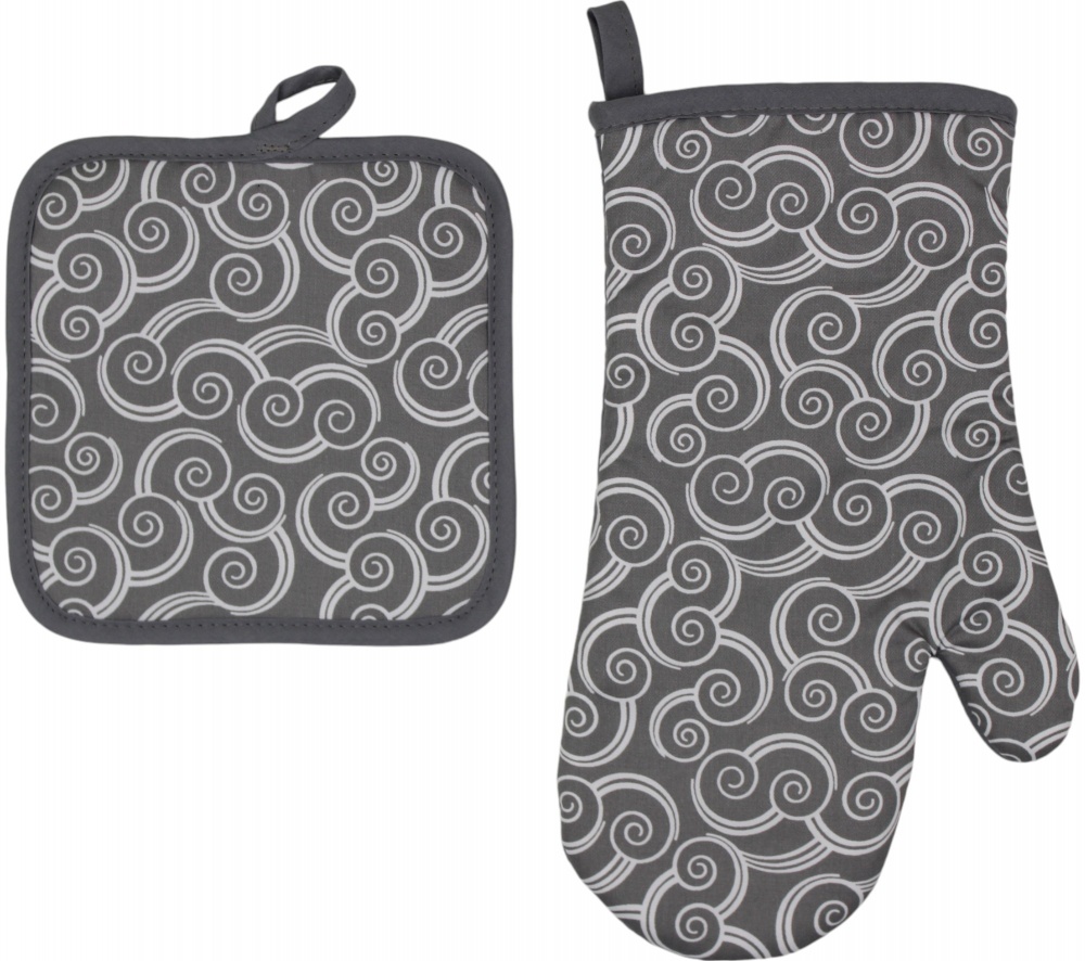 Набор кухонный прихватка и варежка Luna Nami серый La Nuit
