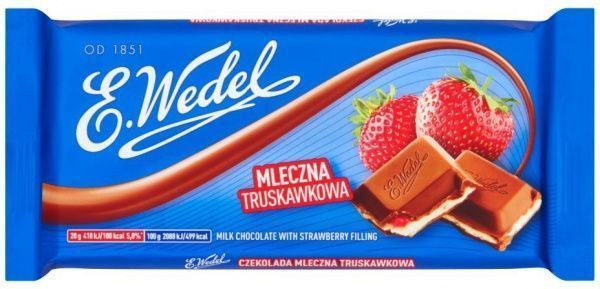 Шоколад E. Wedel молочний з полуничною начинкою 5901588016443 100 г 
