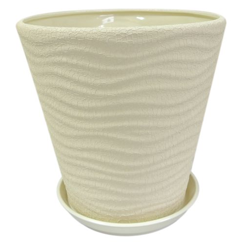 Горшок керамический Ориана-Запорожкерамика Новая Волна №3 круглый 5,5л шелк беж 
