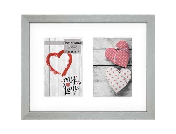 Фоторамка с паспарту SvitArt FKP-2-1913-7B 10x15 см светло-серый 