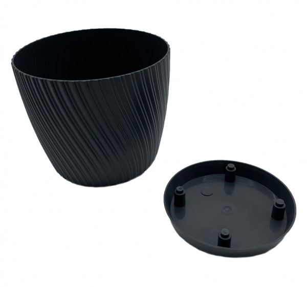 Горщик пластиковий Form Plastic Міка-15 круглий 1,75 л антрацит 