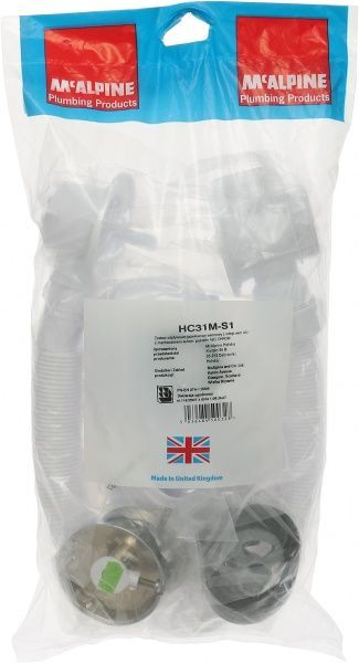 Сифон для ванны McAlpine с пласт. переливом хром, 1.1 / 2x40 / 50мм,