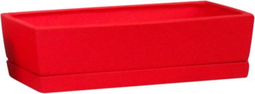 Горшок керамический с поддоном прямоугольный 4 л красный 