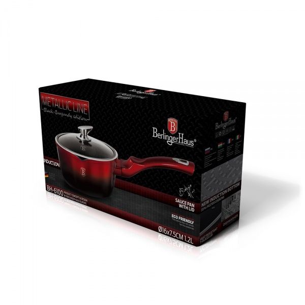 Ковш с крышкой Metallic Line BLACK BURGUNDY Edition 1,2 л BH 6100 Berlinger