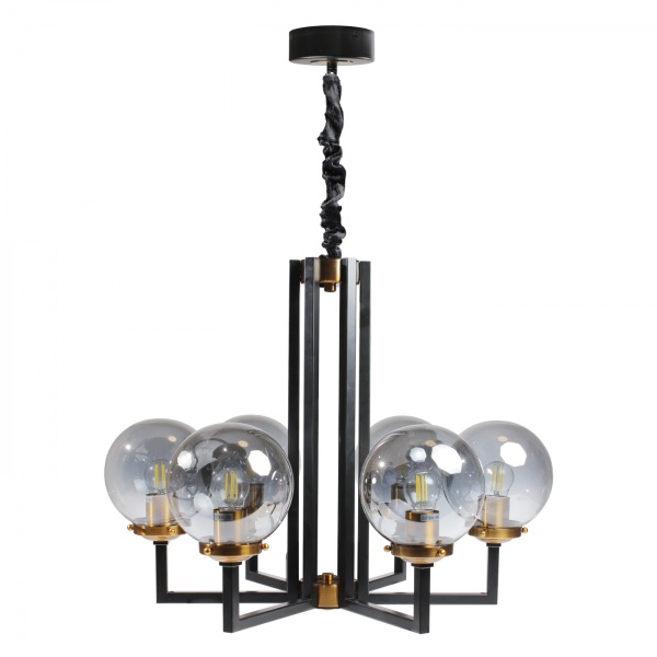 Светильник подвесной Светкомплект Bianka L 600-6 6xE27 черный/дымчатый 