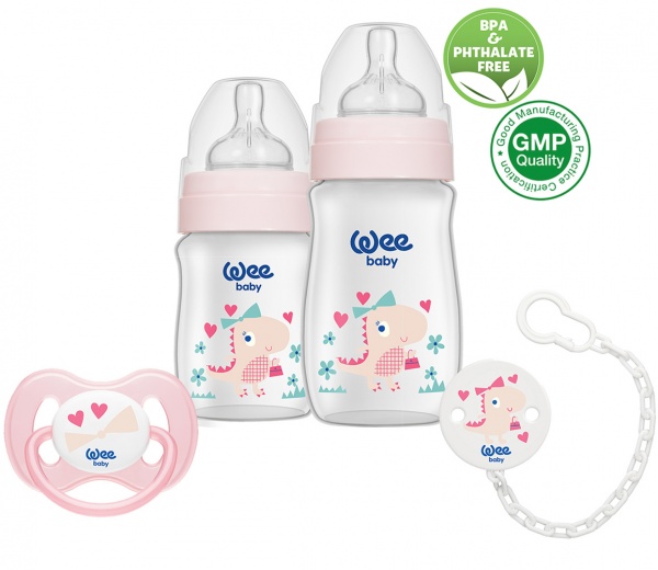 Набір Wee Baby для годування новонароджених динозаврики рожевий