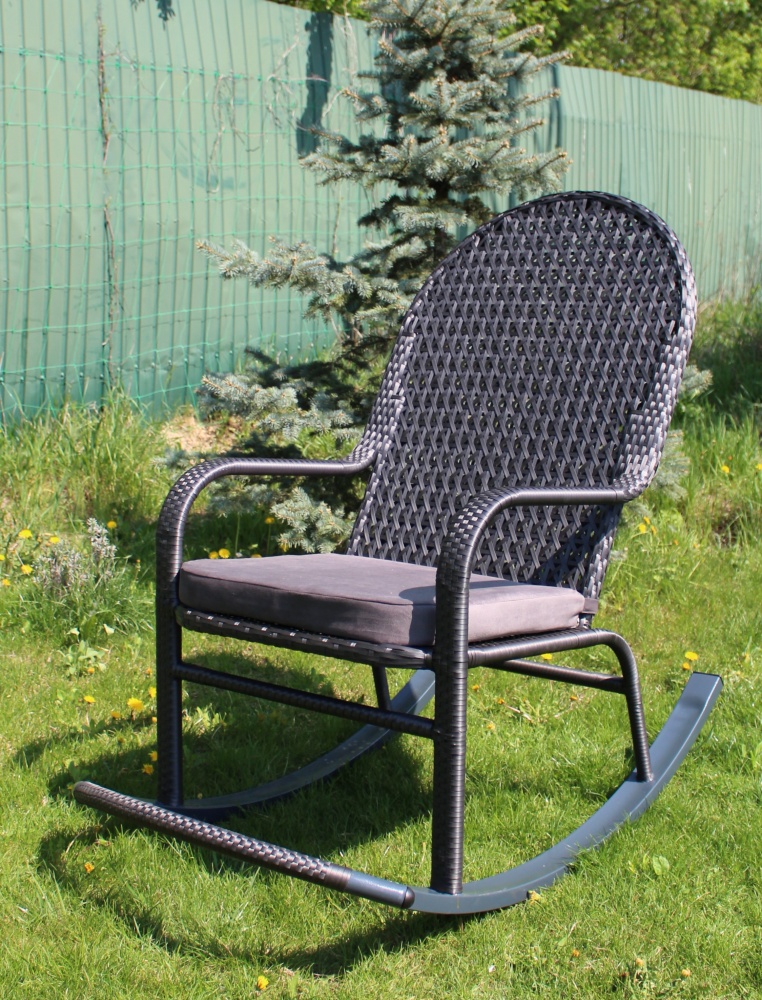 Крісло-гойдалка GreenGard плетене Relax (графіт+подушка сіра)
