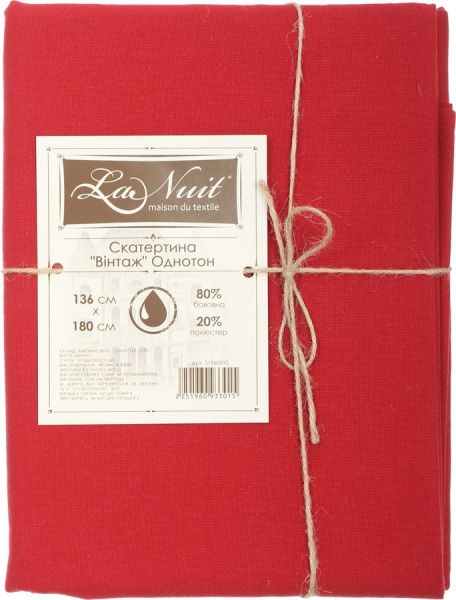 Скатерть Винтаж Розы 136x180 см красный La Nuit 
