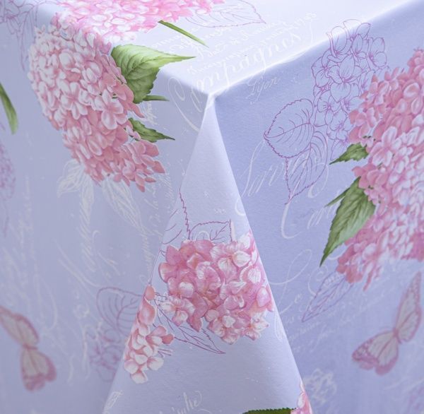 Скатертина Преміум 5738110а20 140x200 см білий із рожевим УкрСкат 