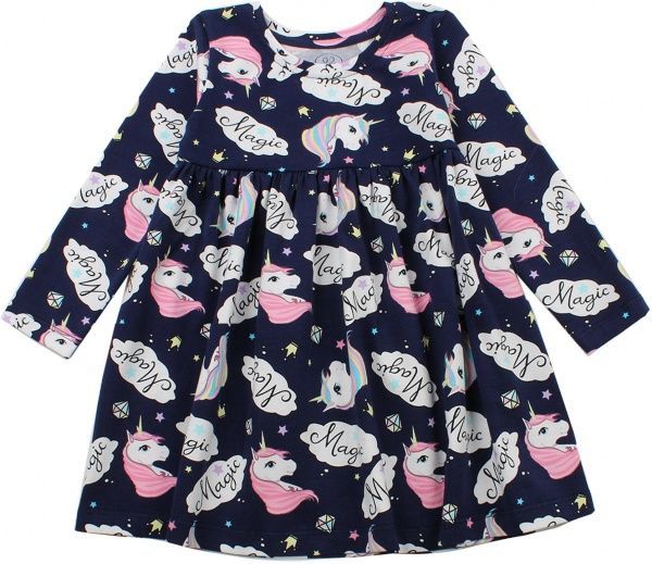 Платье Фламинго р.116 синий с рисунком 100-420 