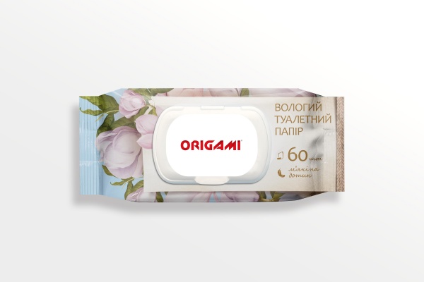 Вологий туалетний папір Origami з клапаном одношаровий 60 шт.