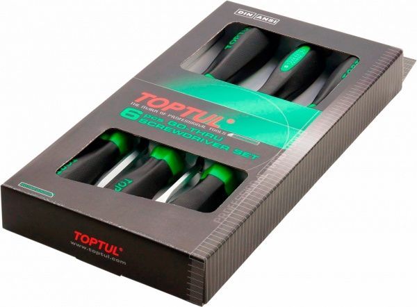 Набір викруток ударних Toptul 6 шт. (PH1x75, PH2x100, PH3x150, SL5,5x100, SL6,5x150, SL8x175) PH 1×175 мм GAAE0613