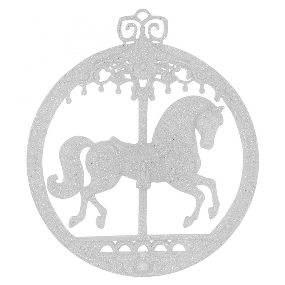 Прикраса новорічна MIS LT Коник-карусель 12 см білий