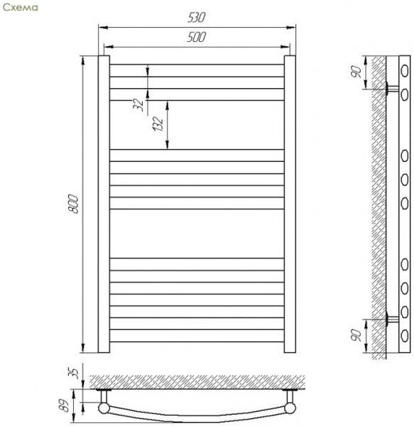 Полотенцесушитель электрический Laris Классик Премиум П9 500х800 Правое подключение 71207608