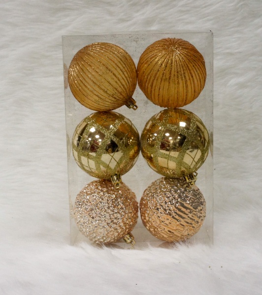 Набор елочных шаров разновидность оранжевый d80 мм 6 шт./уп. 