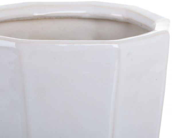 Горщик Viet Thanh Ceramic з блюдцем багатокутник 16х18 см VT.10972-3 фігурний білий 