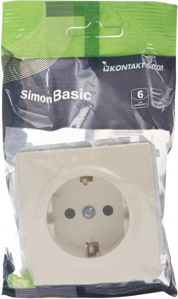 Розетка с заземлением Simon Basic без шторок кремовый BMGSz1.01/12