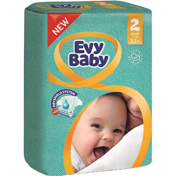 Підгузки Evy Baby Міні Стандартна упаковка 3-6 кг 32 шт.
