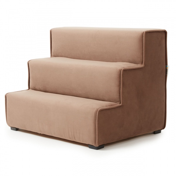 Пандус-ступени с лежанкой PETBED Velor левый 55x42x42 см коричневый