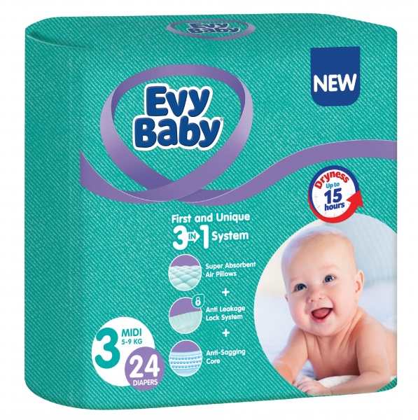 Підгузки Evy Baby Midi 5-9 кг 24 шт.
