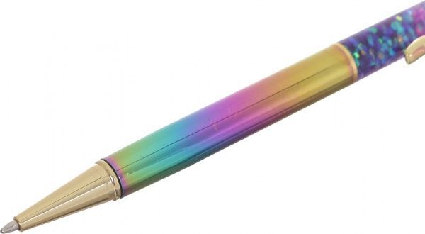 Ручка кулькова подарункова з глітером та помпоном 