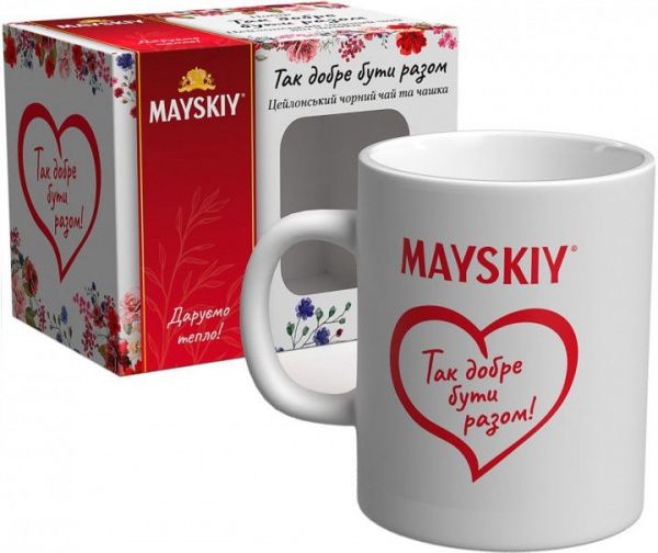 Чай черный Майский Так хорошо быть вместе и чашка 