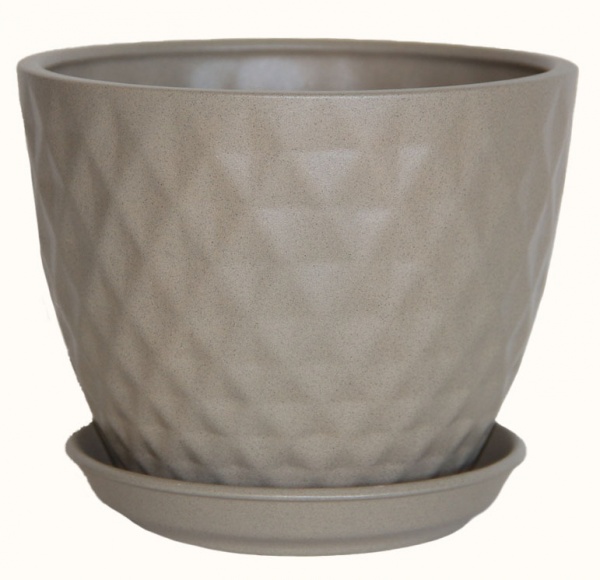 Горшок керамический Ориана-Запорожкерамика Ромб новый №2 крошка фигурный 3 л капучино (073-02-008) 